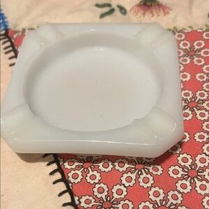 White milk glass Square Ashtray